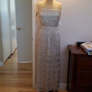 NWT Forever 21 champagne strapless eyelet dress